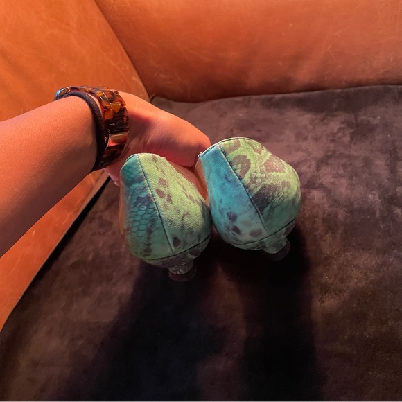 Miista see through clear green leather snakeskin pumps kitten heels - Picture 11 of 15